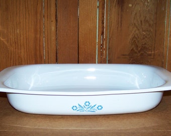 Vintage Corning Ware Blue Cornflower P-21 Open Roaster