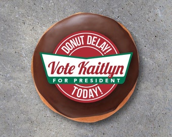 Election Campaign Donut Tags – Printable Tags personalized with your name and running title – Election Campaign Party – Party Favors – Vote