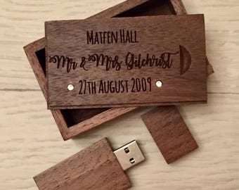 8GB personalised engraved USB and box perfect for wedding or baby