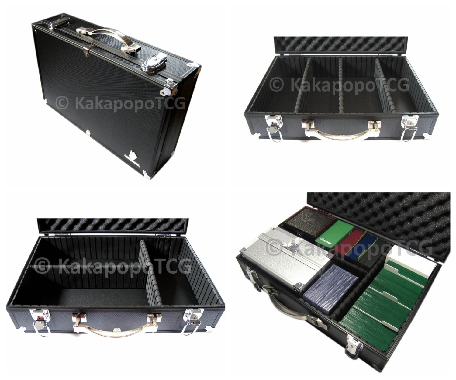 A4 Lockable Black TCG Trading Card Storage Metal Briefcase for