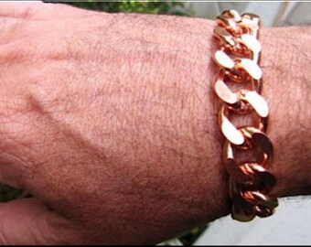 Men's Thick and Heavy Copper Bracelet 5/8 of an inch wide - CB639G - Available in 8 to 11 inch lengths. - Made in the USA.