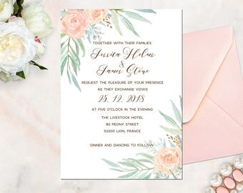 Watercolor wedding invitation | Etsy