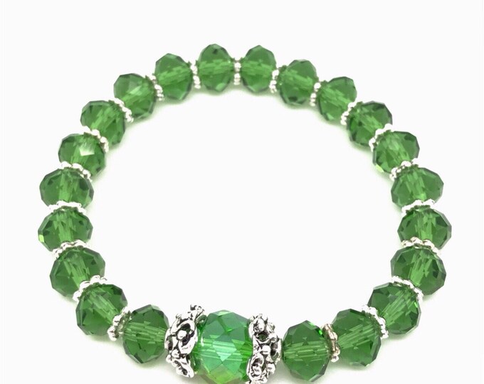 Green bracelet, green crystal bracelet, stretch bracelet, green stretch bracelet, crystal bracelet, stretch crystal bracelet, handcrafted