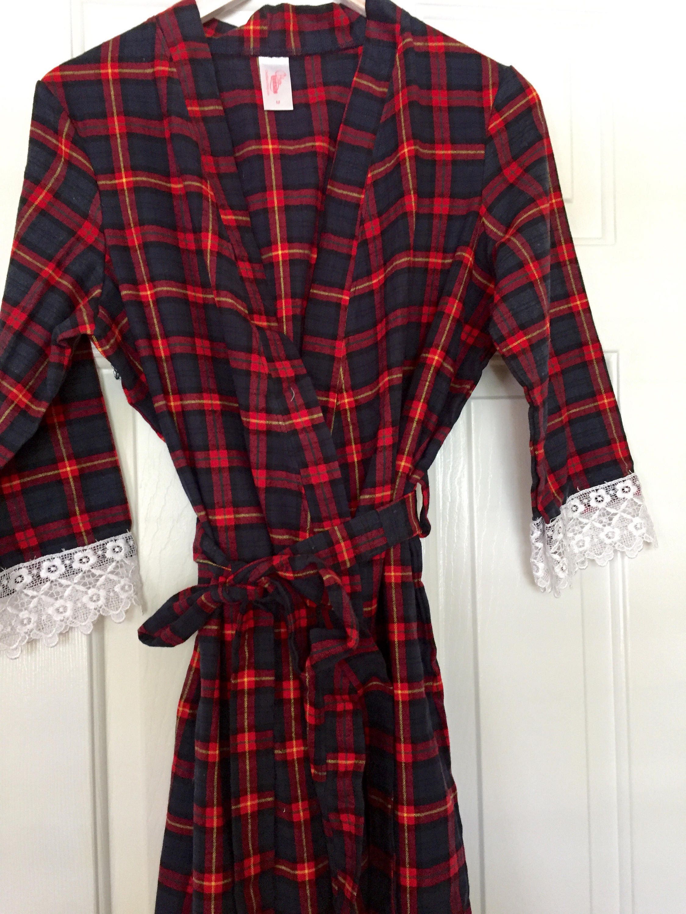 Set of 8 Cozy Flannel Plaid Robes Wedding Robes