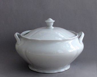 Midcentury White Ironstone Soup Tureen With Cover
