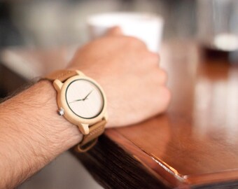 Leather And Wooden Watch