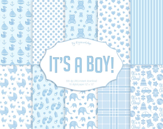 Baby Boy Digital Paper It's A Boy baby digital