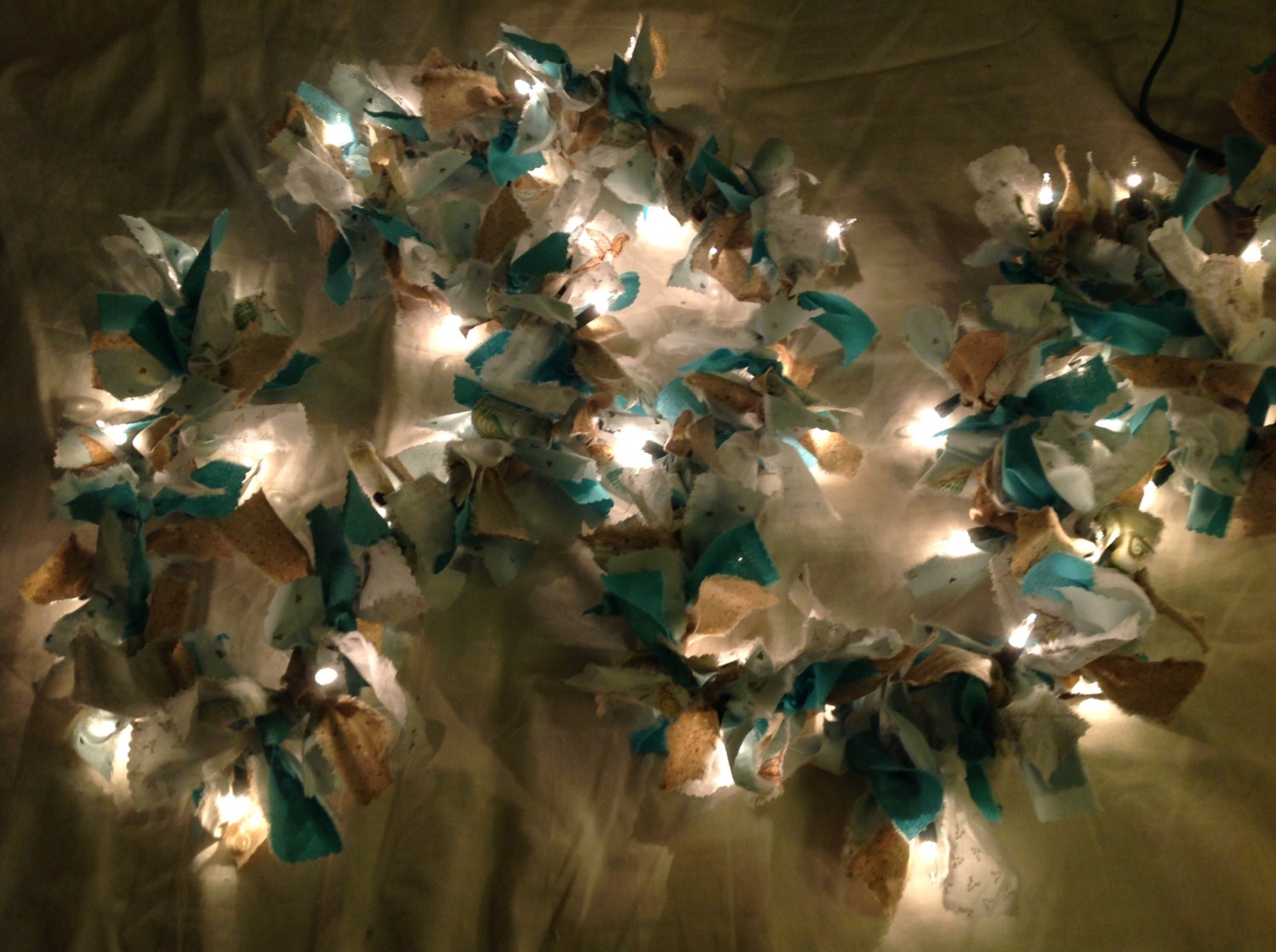 Seaside Rag Garland Fabric Garlands Seaside Decor Lighted