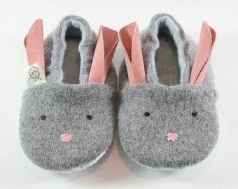 Bunny Slippers- Gift for Kids- Toddler Slippers- Baby Shoes- Baby Bunny Outfit- Bunny Costume- Wool Bunny- Bunny Ears- Pajamas