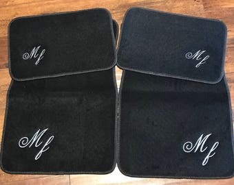 Car Floor Mats Custom BLACK Personalized Corner Embroidered Monogrammed, Set of 4 Mats, New Teen Driver Gift, New Car Present and Accessorie