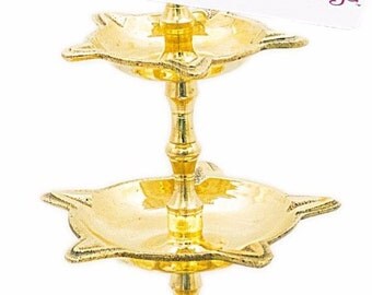475gms Brass Five Bati Peacock Deepa Murga Diya Deepa Oil Lamp Puja Koli Navilu BRD0048