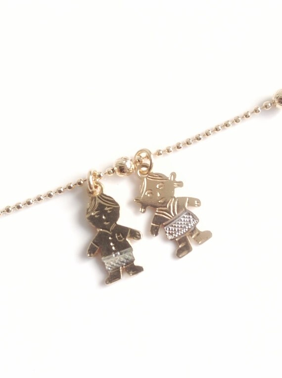 Boy and Girl Charms Bracelet New Mom Gift gold Boy Bracelet