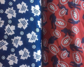 1 /2 Yard NHL Fabric / Toronto Maple Leafs Fabric / Montreal Canadiens Fabric / Fabric By The Yard