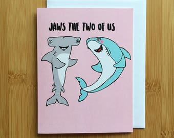 Shark Anniversary Valentines Card - Handmade A2 Hammerhead Shark Valentines Hip Hop Love Card with foiled lettering