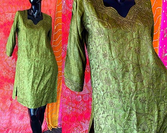 India Dress India Silk Dress Fabindia Silk Embroidered Tunic Caftan Vintage Silk Embroidered Caftan