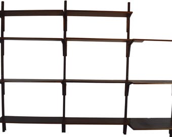 3 Bay Rosewood Shelving Unit With 12 Shelves