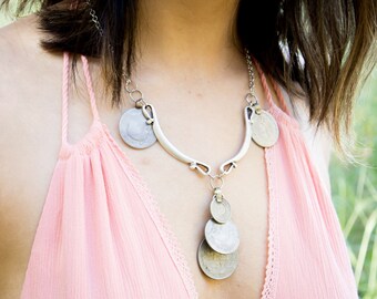 Kuchi Coin Necklace - Belly Dance Jewelry - Boho Necklace - Ethnic Jewelry - Unique Necklace - Statement Jewelry - Gypsy Jewelry