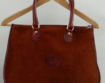 Vintage/Chestnut Brown Suede And Leather Handbag/ Purse