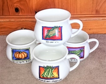 Soup Mugs, Pottery Mug with Handle - Capacity 16oz, Set of 4 - #564c