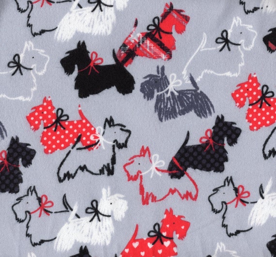 Scotty Dog Flannel Fabric Cotton Flannel Fabric Quilting
