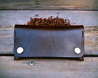leather tobacco pouch dark brown