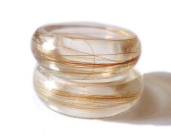 Hair Lock Resin Ring - Custom Keepsake Ring - Resin Comfort Fit Band - Memorial Jewelry - Mourning Ring - Hair Locket - ValenwoodVixen