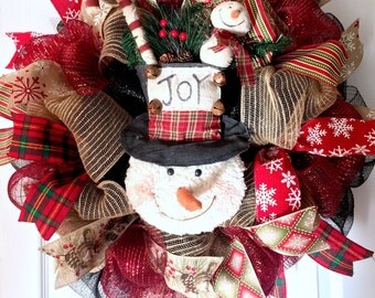 Limited quantities! Winter wreath, Snowman wreath, holiday wreath, Christmas wreath, Primitive winter wreath, rustic winter wreath,