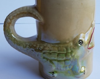 Alligator or Crocodile Glossy/irridescent Ceramic Mug Made in Brasil