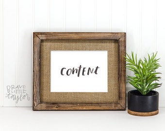 CONTENT | ONE WORD art | 5x7 brush lettering | One little word | simple modern word art | R5-Cont