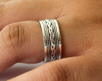 Sterling Silver Ring for Women or Men, Sterling Silver Ring Band, Unique Silver Ring, Unisex Band, Unisex Ring, Celtic Braided Band