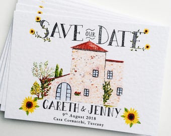 Custom Illustrated Save the Date Cards