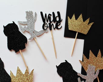 Where the Wild Things Are Cupcake Toppers,Wild One Toppers, Wild One Birthday, Tribal Baby Shower, set of 12
