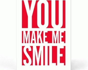 You Make Me Smile , PaperCut Card , Stars , Men , Women , Teens , Kids , Gift , Blank Inside , Free confetti