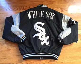 RARE 90s Chicago White Sox Nutmeg/Campri Stitch Big Logo Jacket sz M chance the rapper starter chalk line sports specialties logo athletic