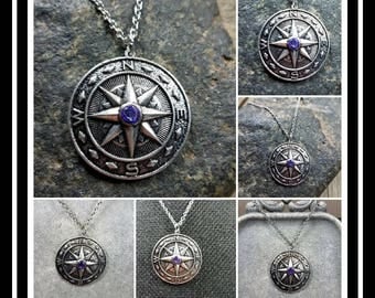 Memorial Ash Compass Pendant/ Memorial Jewelry/ Ash Necklace/Pet Memorial/ Cremation Jewelry/ Cremation Necklace/60 Color Options
