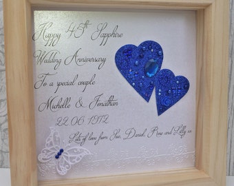 45th anniversary gift,45th wedding anniversary gift, sapphire anniversary,65th anniversary gift,65th anniversary present,personalised frame
