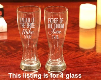 1 Father of the Bride, Father of the Groom Beer Glass, Father of the Bride Gift, Father of the Groom Gift, Personalized Beer Glass, 1 Glass
