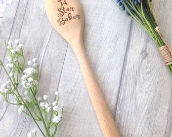 Wooden spoon- star baker laser engraved personalised spoon