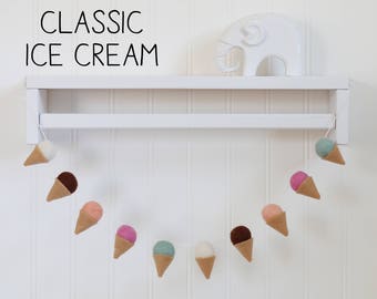 Felt ball garland - Wool ball garland - Ice cream garland - Baby decor - Baby room decor - Pom pom garland - Nursery decor - Ice cream felt