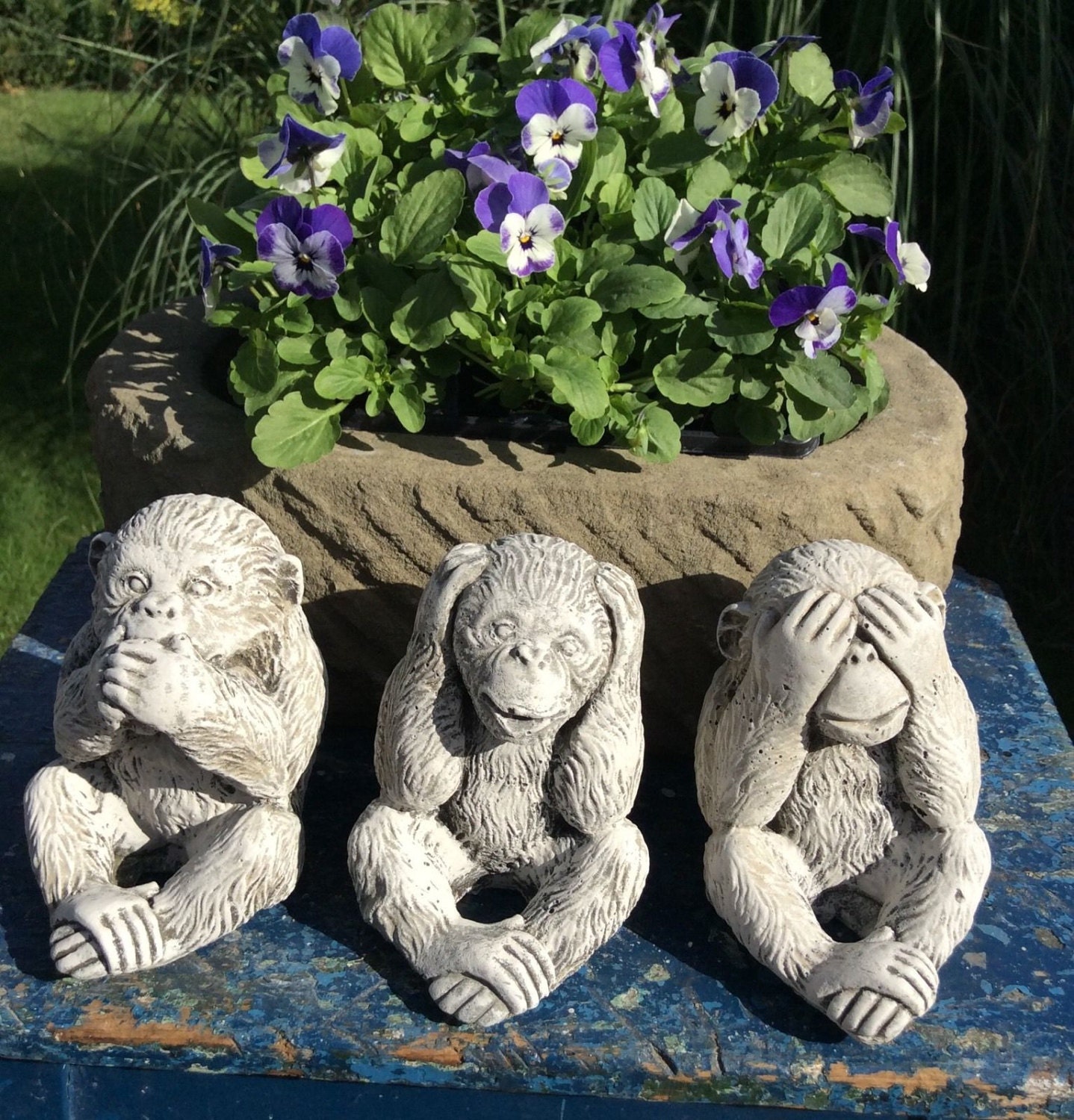 garden ornaments 3 wise monkeys