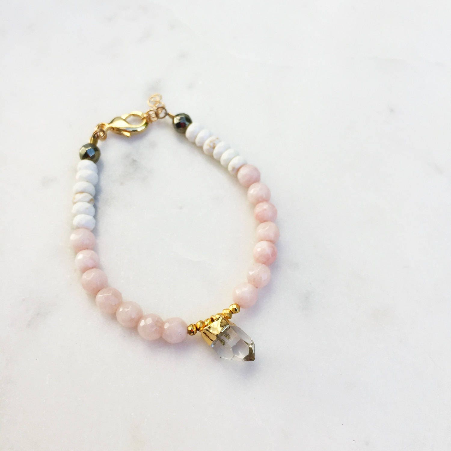 Peach Agate Crystal Bracelet| Raw Gemstones | Beaded Bracelet |