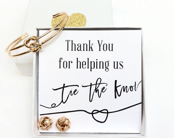 Bridesmaid Thank You Gift, Rose Gold, Gold, Silver Tie the Knot Bracelet Set Love Knot Bracelet, Bridesmaid Gift Jewelry Maid of Honor Gifts