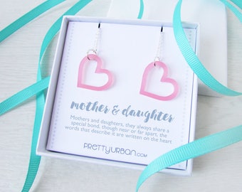 Mother Daughter Jewellery – Heart Necklace – Gift For Mum – Mother Daughter Necklace Set – Mothers Day Gift – Pink Heart Pendant Necklace