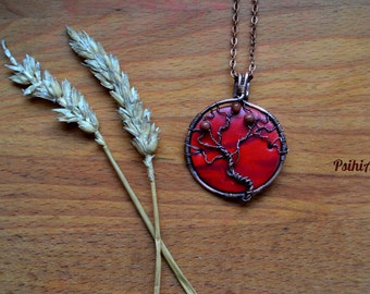 Tree of life pendant, Tree of life necklace, Tree of life jewelry, Copper tree of life, Polymer clay pendant, Polymer clay necklace, OOAK