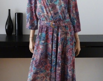 Robe vintage SUE SHERRY fleurie taille 46 - uk 18 - us 14