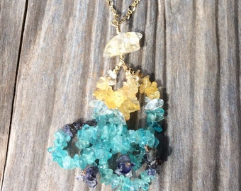 Sea Blue Jellyfish Gemstone Necklace