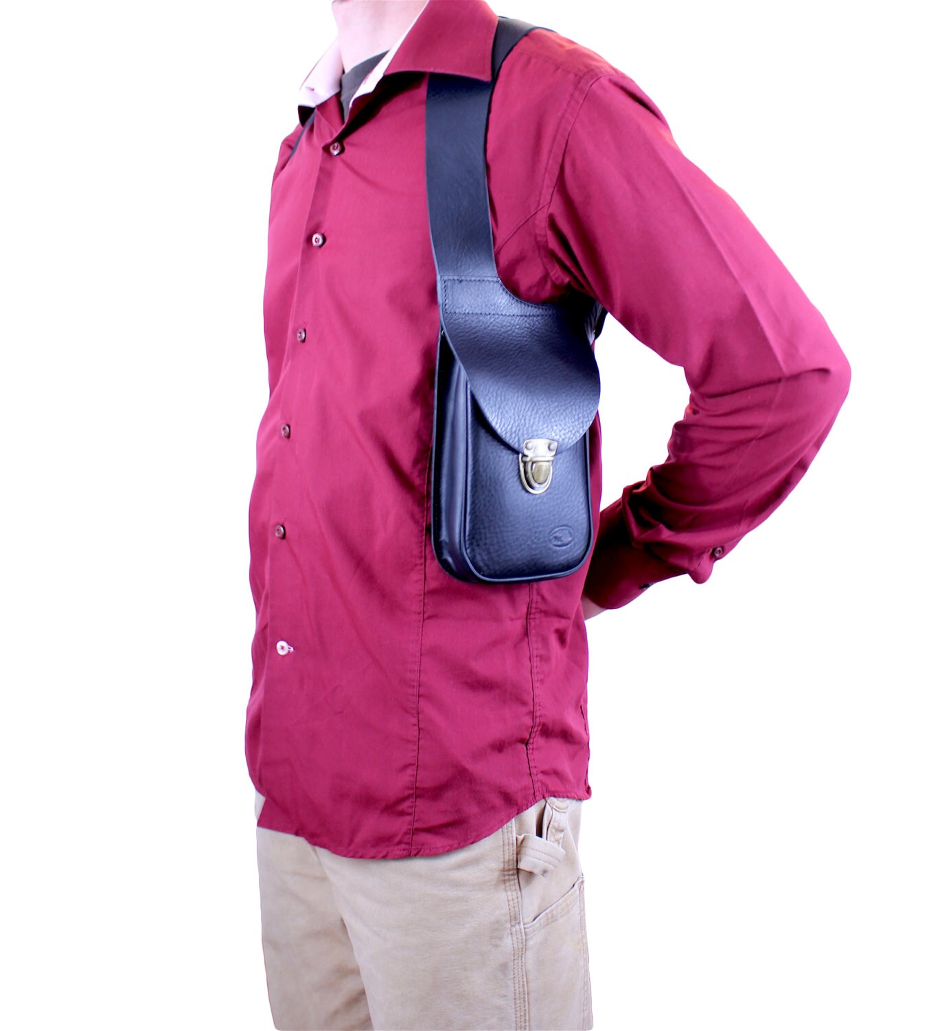 Leather shoulder holster bag holster bag Made in FRANCE