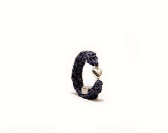 Heart ring - friendhsip ring - best friends - sister gift - best friend gift - anniversary gift - hand crocheted jewelry - crochet