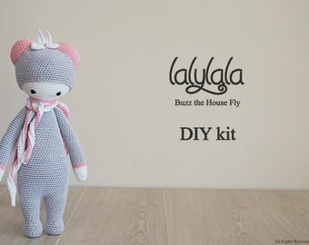 Pink Lalylala Buzz the House Fly - DIY Crochet Kit - Lalylala pattern - DIY Craft - Christmas gift - Gift for girl - Lalylala kit