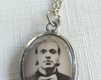 Portrait Pendant,Portrait Necklace,Gentleman Necklace,Victorian Necklace,Victorian Pendant,Sepia Necklace,Sepia Pendant,Retro Photo Pendant